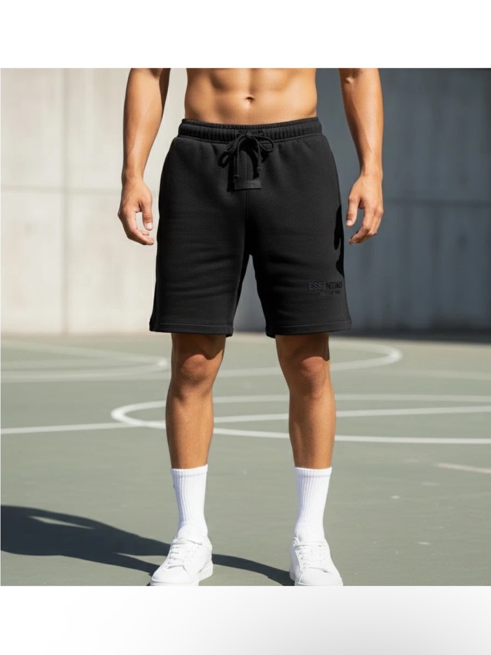 Essentials Men’s Black Athletic Drawstring Shorts